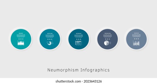 Plantilla de infografía de neutralismo para gráfico, diagrama, diseño web, presentación, diseño de flujo de trabajo. Concepto de negocio con 5 opciones, partes, pasos o procesos