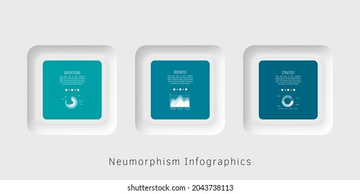 Plantilla de infografía de neutralismo para gráfico, diagrama, diseño web, presentación, diseño de flujo de trabajo. Concepto de negocio con 3 opciones, partes, pasos o procesos