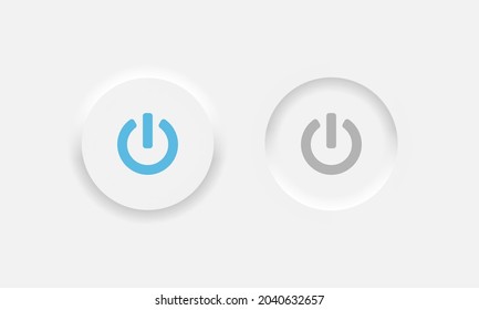 Neumorphism on off round shape power button set. Circle objects for website, mobile menu, navigation and application Vector EPS 10