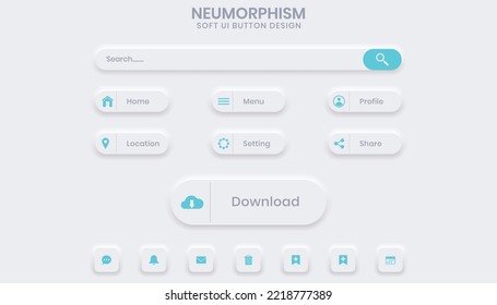 Neumorphism Soft Ui Buttons Set Design Template