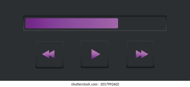 Neumorphism style media player. User interface design element. Vector graphics in elegant 3d seattle for applications.