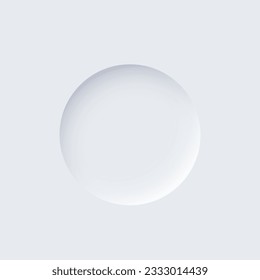 Neumorphism UI, circle white ring button with shadow vector illustration. Abstract 3d skeuomorphic minimal soft button, digital design element of round shape and ripple, modern circular indicator.