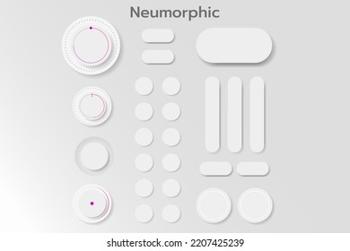 Neumorphism UI design element set. Simple trendy interface for applications.