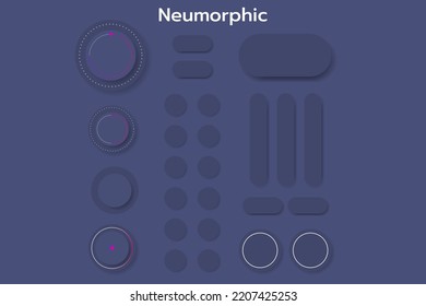 Neumorphism UI design element set. Simple trendy interface for applications.