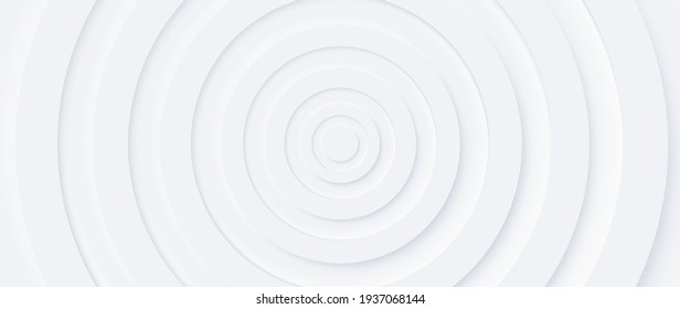 Neumorphism vector background. Minimal style white neumorphism website banner. Neumorphic UI UX interface design. Modern webdesign. Geometric white ultrawide 3d wallpaper.