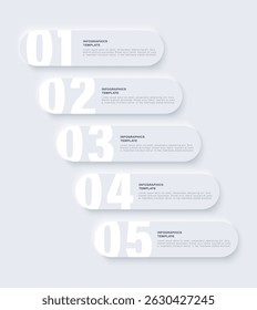 Neumorphism white vector vertical infographic template. Minimalistic clean infographic design