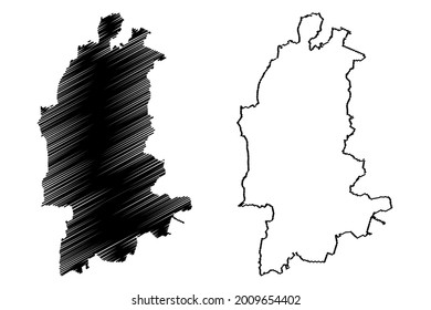 Neumunster city (Federal Republic of Germany, Urban district, Free State of Schleswig-Holstein, Slesvig Holsten) map vector illustration, scribble sketch Neumuenster map