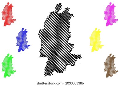 Neumunster city (Federal Republic of Germany, Urban district, Free State of Schleswig-Holstein, Slesvig Holsten) map vector illustration, scribble sketch Neumuenster map