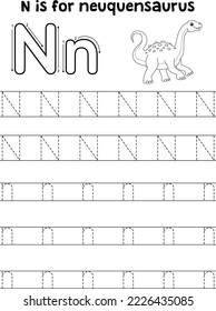 Neuquensaurus Dino Tracing Letter ABC Coloring N