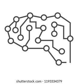 Neural brain icon. Outline neural brain vector icon for web design isolated on white background