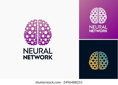 Plantilla de diseño de logotipos de la red neuronal del cerebro: representa la conectividad de la innovación, ideal para las empresas tecnológicas o la investigación neurocientífica. Vector EPS en capas