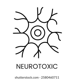 A neural cell icon in vector, with circular symmetry and core, symbolizing neuron structure and neurotoxicity, with an editable stroke.