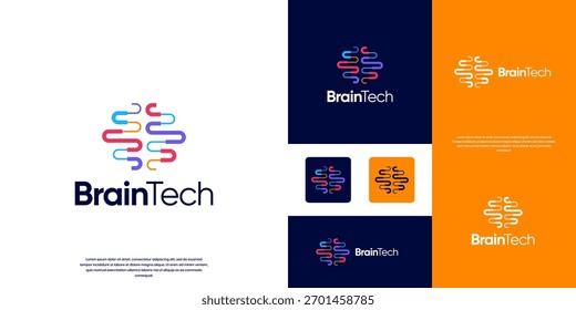 Logo des Nervenzellensystems, Netzwerkverbindungen, Symbole der künstlichen Technologie, digitale Innovation, Grafikdesign.