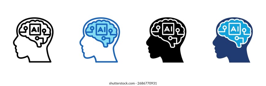 Icono de chip neuronal Multi Style Ilustración vectorial
