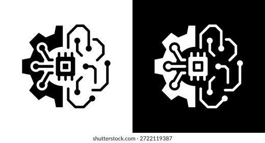 Conjunto De Iconos De Circuito Neuronal Colección De Vector Aislada En Blanco Y Negro