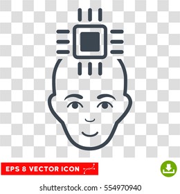 Neural Computer Interface EPS vector pictogram. Illustration style is flat iconic smooth blue symbol on chess transparent background.