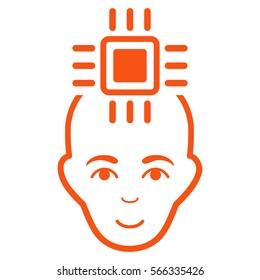 Neural Computer Interface vector icon. Flat orange symbol. Pictogram is isolated on a white background. Designed for web and software interfaces.