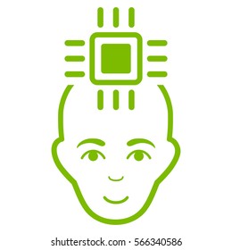 Neural Computer Interface vector icon. Flat eco green symbol. Pictogram is isolated on a white background. Designed for web and software interfaces.