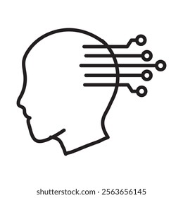 Neural Connections Icon – Brain with Networked AI Nodes for Data Processing