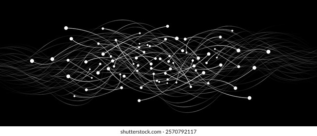 Neural connectors analyze big data in neural network. Connected lines with dots for science background. Vector illustration. EPS 10