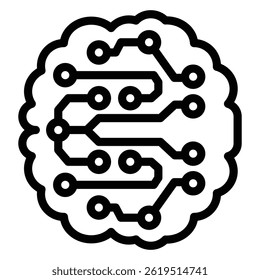 Neural data process line icon, cloud network concept. Vector graphics. Artificial intelligence , data training sign on white background, style mobile or design