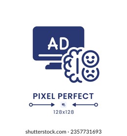 Neuralisches Engagement schwarz solide Desktop-Symbol. Emotionale Beteiligung. Marketingreize. Pixel perfekt 128x128, Umriss 4px. Silhouette-Symbol auf weißem Raum. Piktogramm der Glyphe. Einzeln Vektorbild
