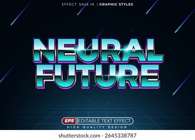 neural future editable 3d neon text effect for Sci-Fi gaming poster, flyer design