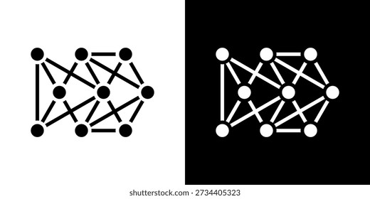 Vektorgrafik-Set mit neuronalen Symbolen einzeln auf Schwarz und Weiß