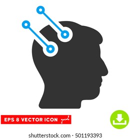 Neural Interface Connectors EPS vector icon. Illustration style is flat iconic bicolor blue and gray symbol on white background.