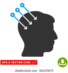 Neural Interface Connectors EPS vector pictograph. Illustration style is flat iconic bicolor blue and gray symbol on white background.