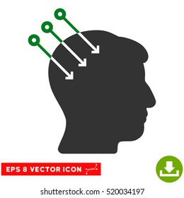 Neural Interface Connectors EPS vector pictogram. Illustration style is flat iconic bicolor green and gray symbol on white background.