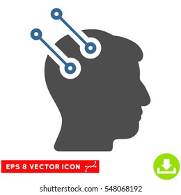 Neural Interface Connectors EPS vector icon. Illustration style is flat iconic bicolor cobalt and gray symbol on white background.