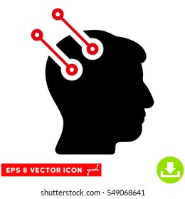 Neural Interface Connectors EPS vector icon. Illustration style is flat iconic bicolor intensive red and black symbol on white background.