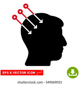 Neural Interface Connectors EPS vector pictogram. Illustration style is flat iconic bicolor intensive red and black symbol on white background.