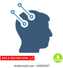 Neural Interface Connectors EPS vector pictogram. Illustration style is flat iconic bicolor cyan and blue symbol on white background.