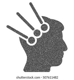 Neural Interface Connectors grainy textured icon for overlay watermark stamps. Flat symbol with dust texture. Dotted vector gray ink rubber seal stamp with grunge design on a white background.