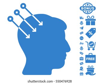 Neural Interface Connectors pictograph with free bonus symbols. Vector illustration style is flat iconic symbols, cobalt color, white background.