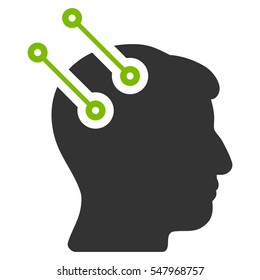 Neural Interface Connectors vector icon. Style is flat graphic bicolor symbol, eco green and gray colors, white background.