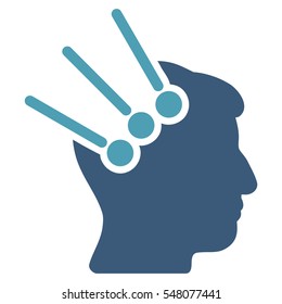 Neural Interface Connectors vector icon. Style is flat graphic bicolor symbol, cyan and blue colors, white background.
