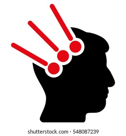 Neural Interface Connectors vector icon. Style is flat graphic bicolor symbol, intensive red and black colors, white background.