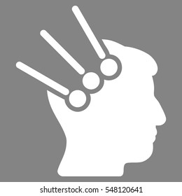 Neural Interface Connectors vector icon. Style is flat graphic symbol, white color, gray background.