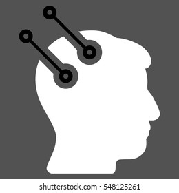 Neural Interface Connectors vector icon. Style is flat graphic bicolor symbol, black and white colors, gray background.