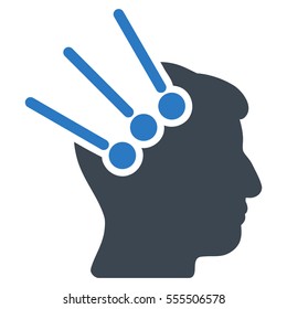 Neural Interface Connectors vector icon. Style is flat graphic bicolor symbol, smooth blue colors, white background.