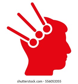 Neural Interface Connectors vector icon. Style is flat graphic symbol, red color, white background.