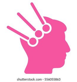 Neural Interface Connectors vector icon. Style is flat graphic symbol, pink color, white background.