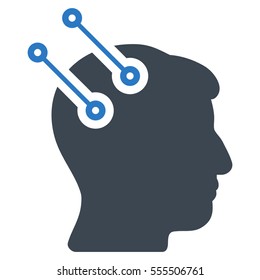 Neural Interface Connectors vector pictogram. Style is flat graphic bicolor symbol, smooth blue colors, white background.