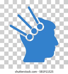 Neural Interface Connectors vector pictogram. Illustration style is a flat iconic cobalt symbol on a transparent background.
