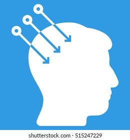 Neural Interface Connectors vector pictograph. Style is flat graphic symbol, white color, blue background.