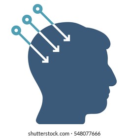 Neural Interface Connectors vector pictograph. Style is flat graphic bicolor symbol, cyan and blue colors, white background.