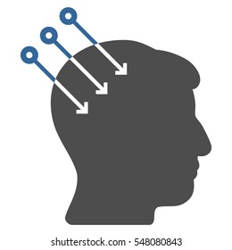 Neural Interface Connectors vector pictograph. Style is flat graphic bicolor symbol, cobalt and gray colors, white background.